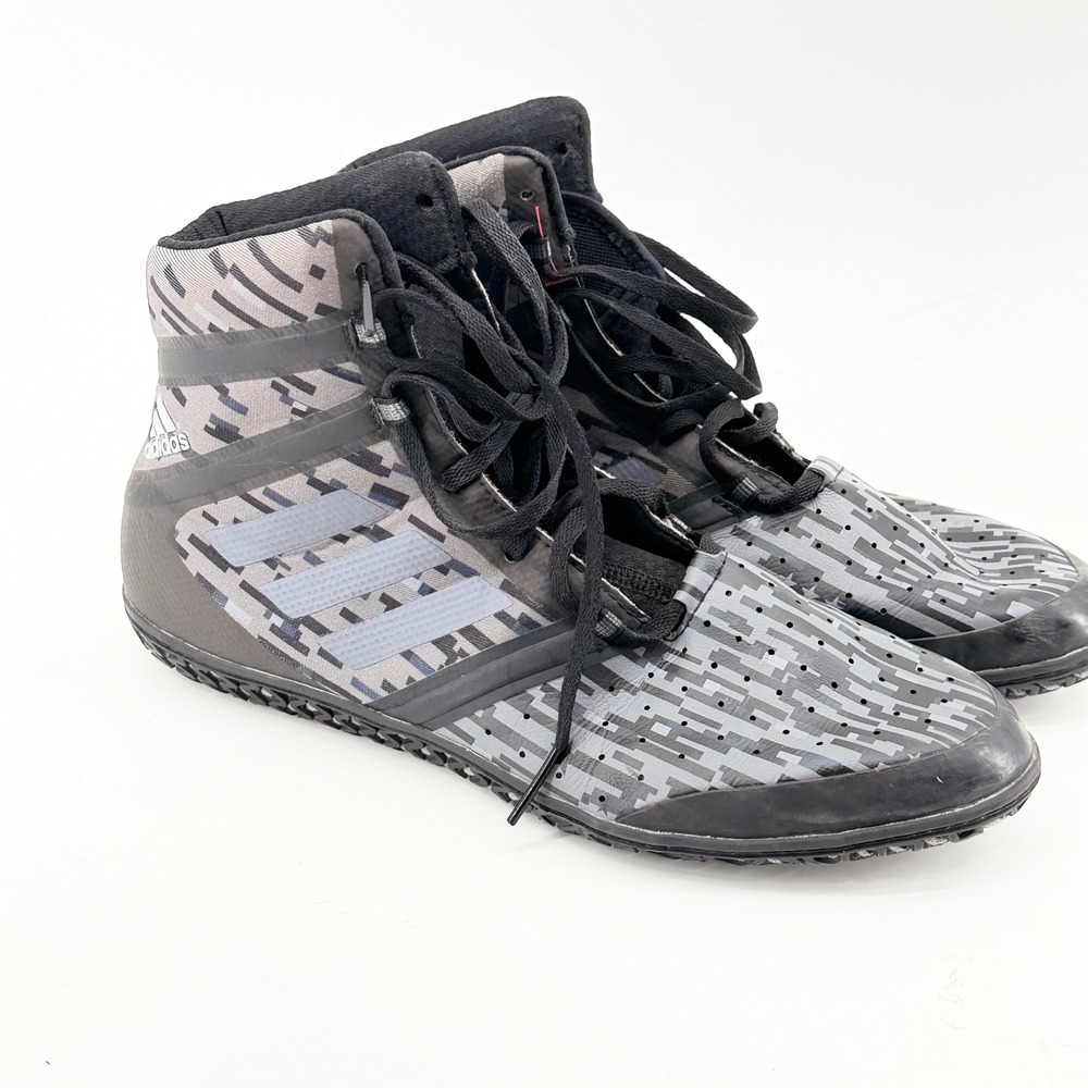 Adidas Adizero Wrestling Shoes Mens 10 Grey Black Digital Camo AC7493 High Top